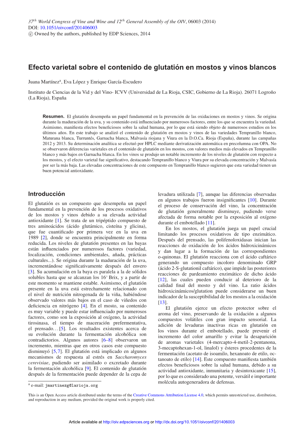 Efecto Varietal Sobre El Contenido De Glutatión En Mostos Y Vinos Blancos