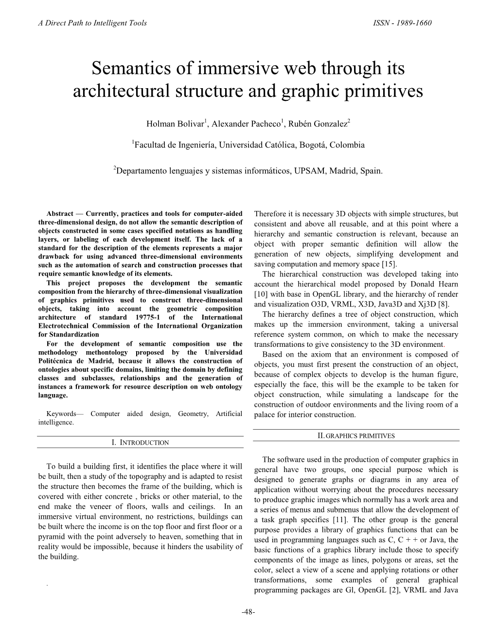 Semantics of Immersive Web Through Its Architectural Structure and Graphic Primitives