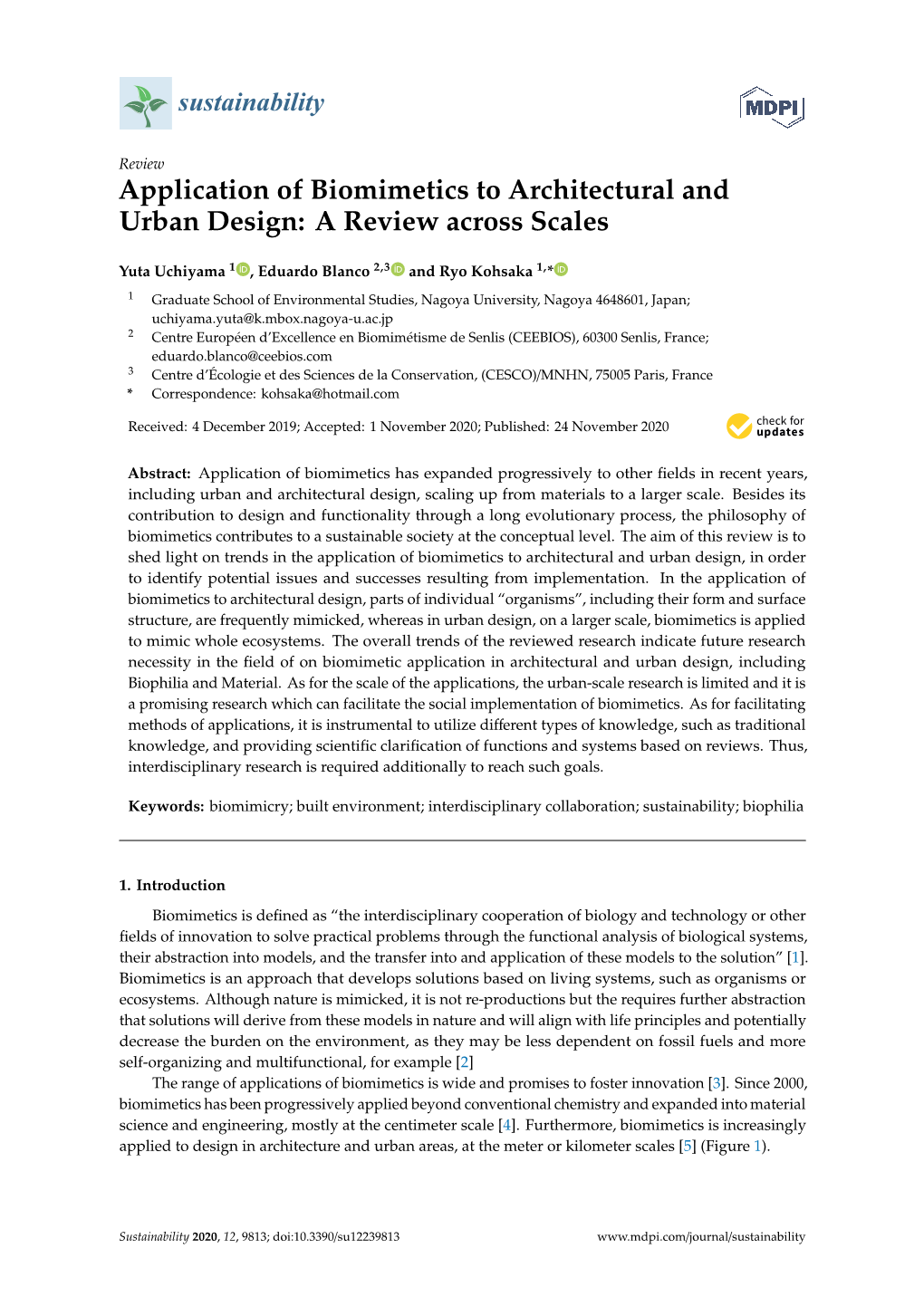 Application of Biomimetics to Architectural and Urban Design: a Review Across Scales