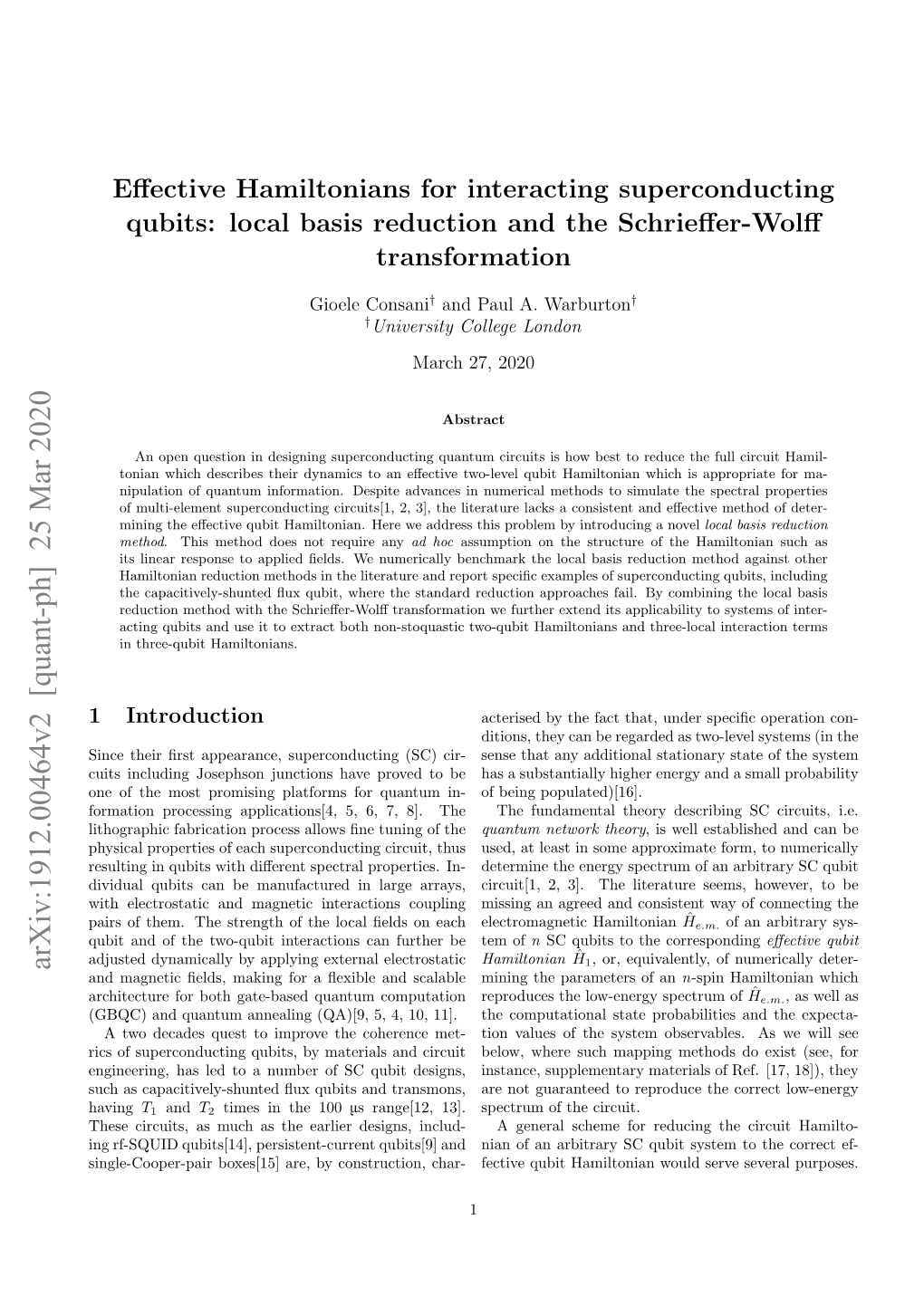 Effective Hamiltonians for Interacting Superconducting Qubits--Local Basis