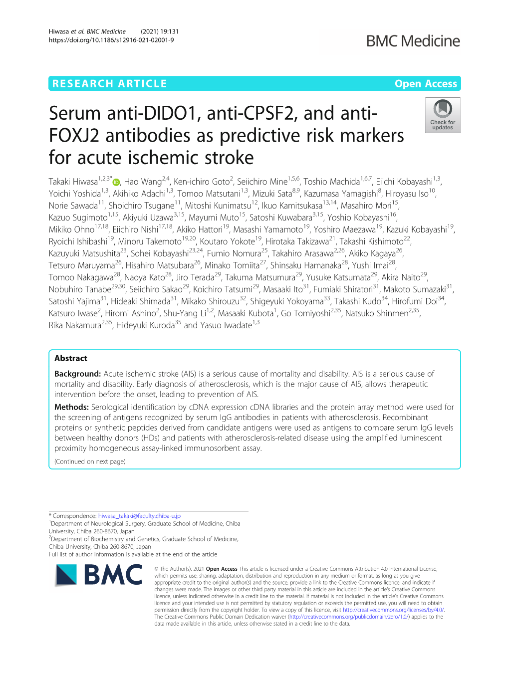Serum Anti-DIDO1, Anti-CPSF2, and Anti-FOXJ2 Antibodies As Predictive
