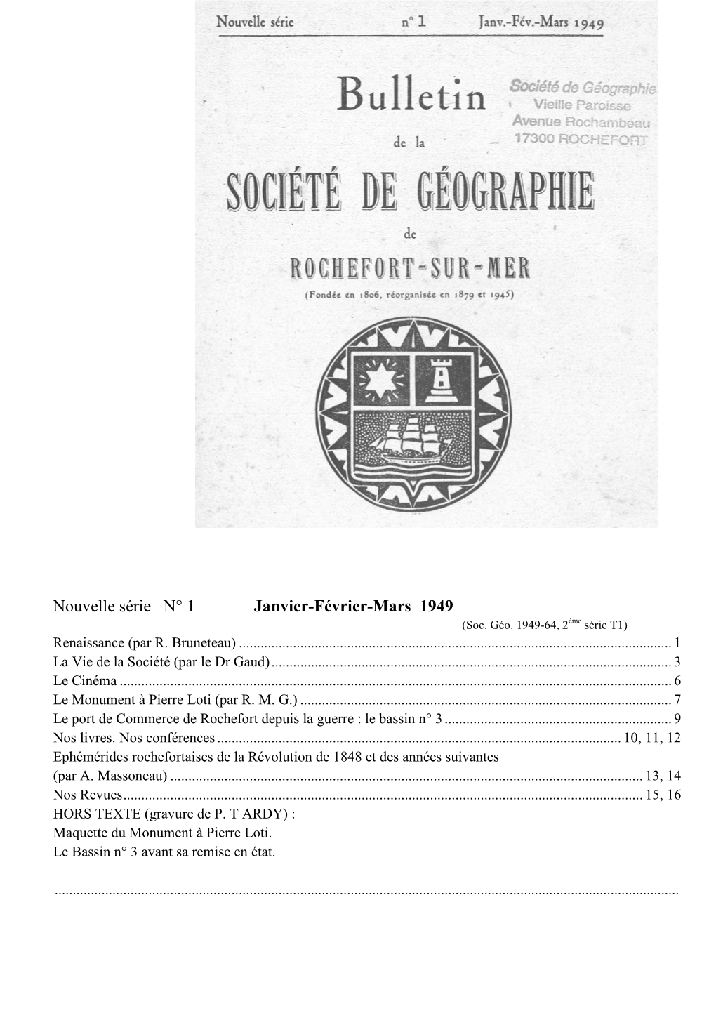 Société De Géographie De Rochefort (Nouvelle Série 1949-1964)