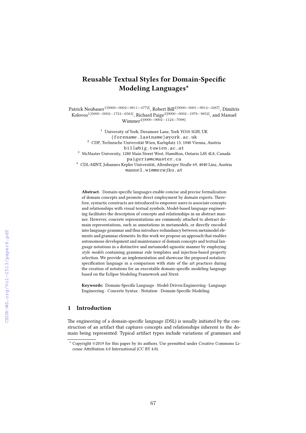 Reusable Textual Styles for Domain-Specific Modeling Languages⋆