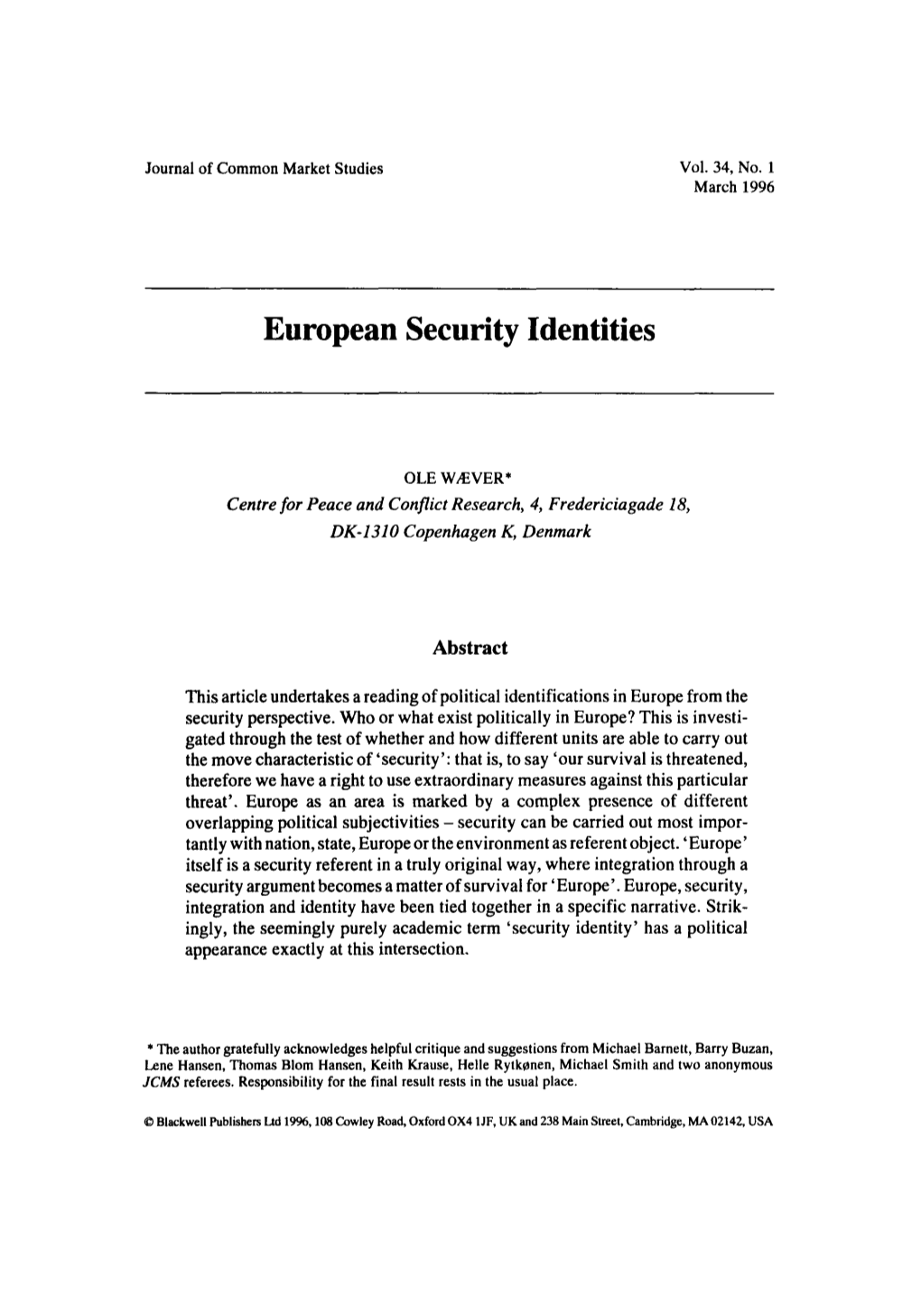 European Security Identities