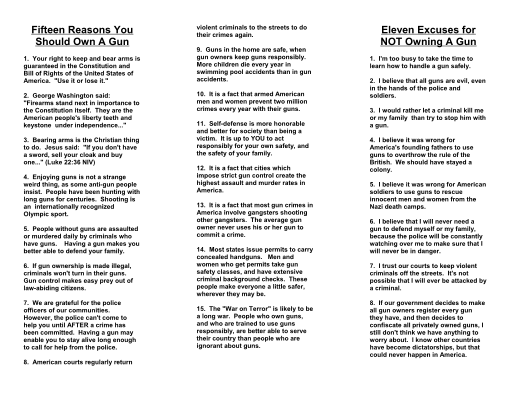 Fifteen Reasons You