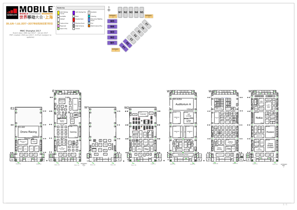 MWC Shanghai 2017 Event Date: 28Th Jun 2017 - 1St Jul 2017 PDF Created: 25Th Jun 2017, 4:47Am (Subject to Updates)