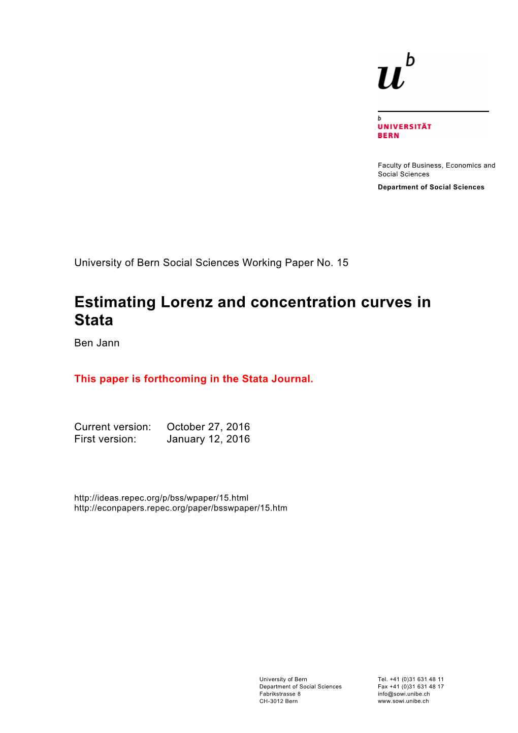 Estimating Lorenz and Concentration Curves in Stata