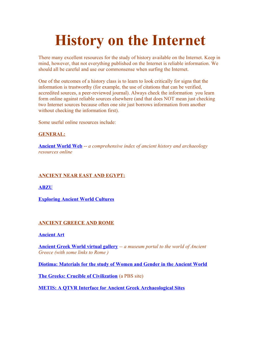 History on the Internet