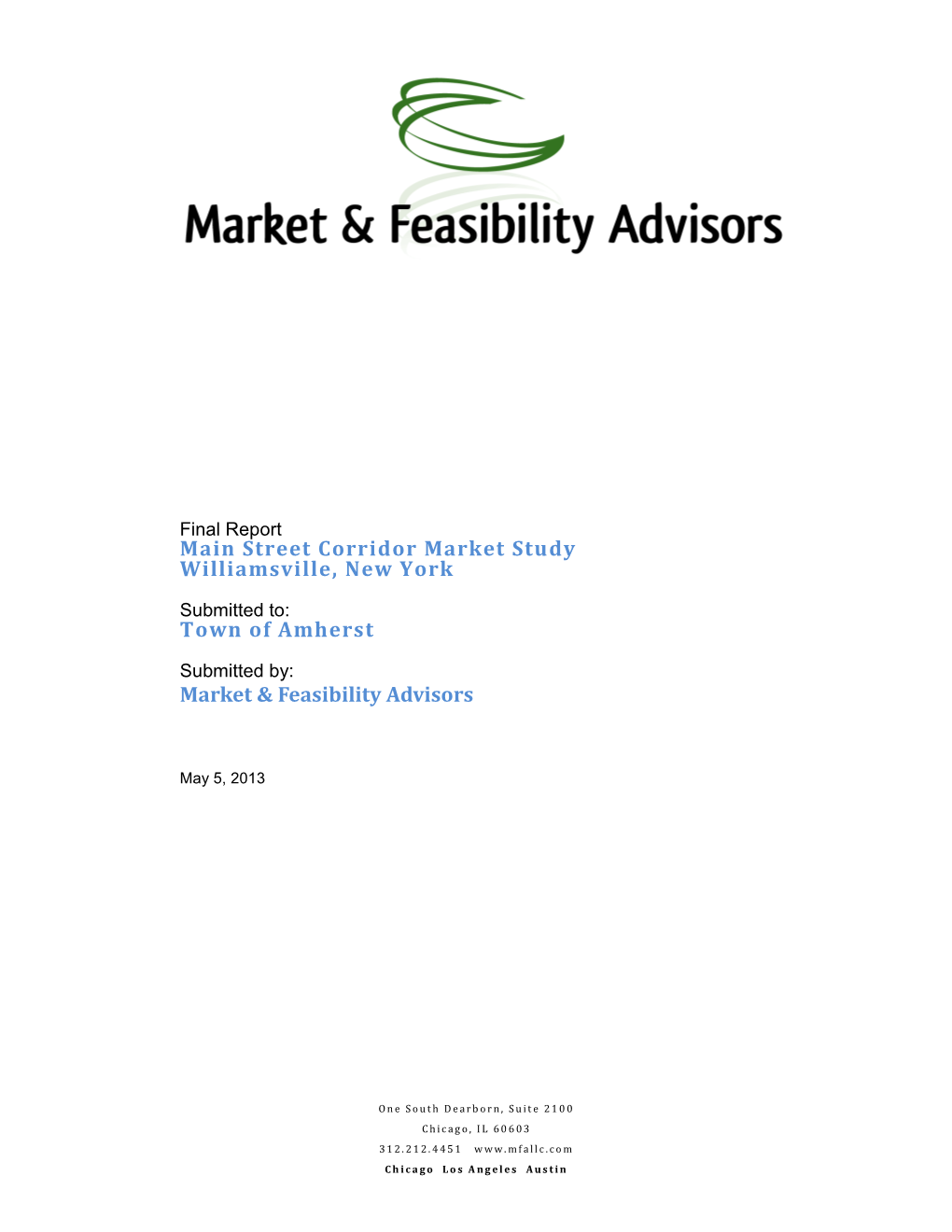 Main Street Corridor Market Study Williamsville, New York