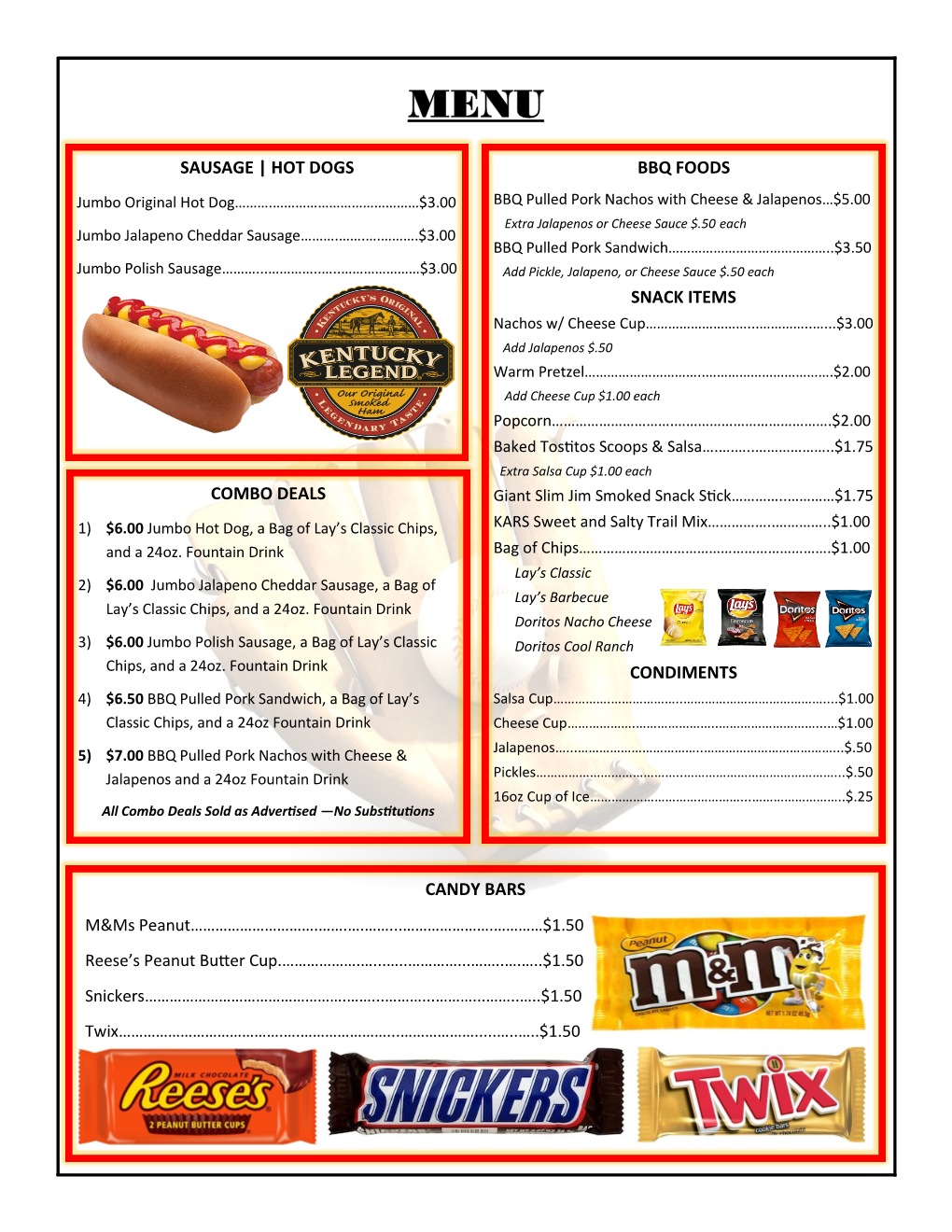 Hot Dogs Bbq Foods Snack Items Condiments Combo