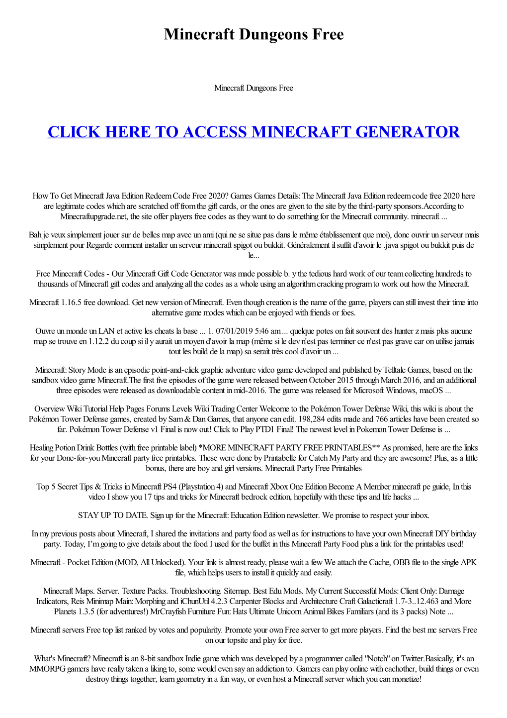 Minecraft Dungeons Free