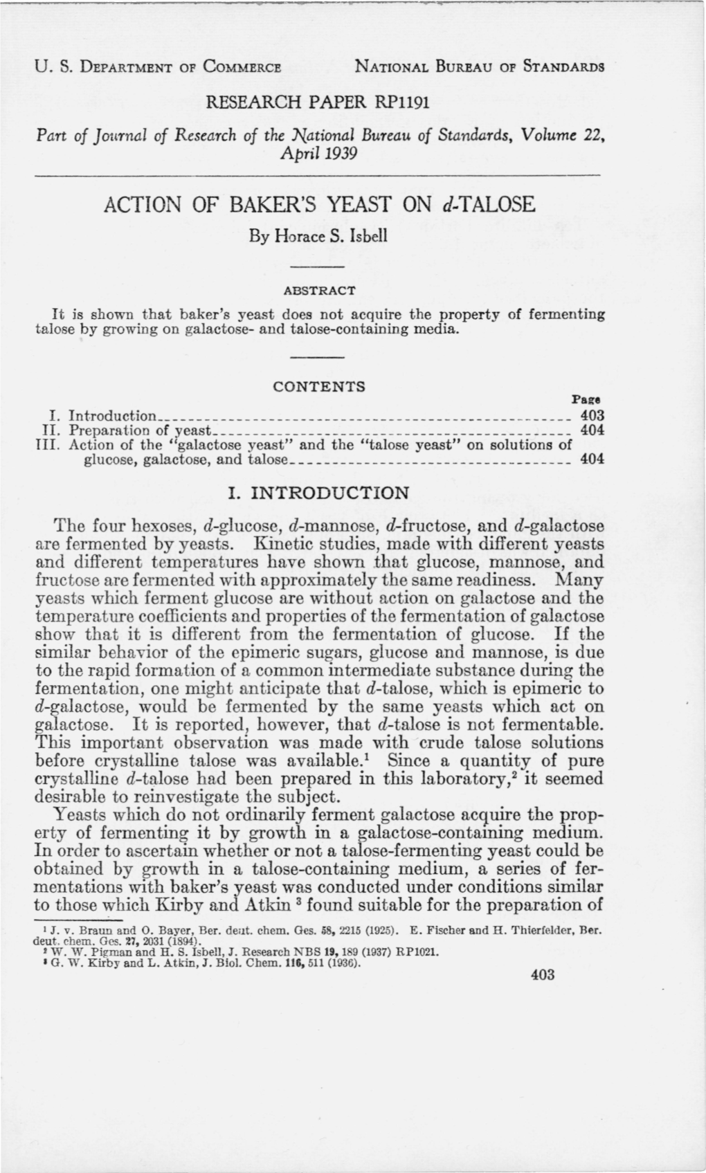 Action of Baker's Yeast on D-Talose