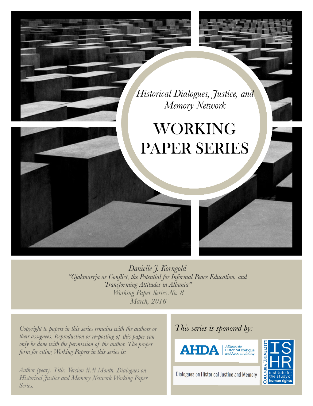 Working Paper Series No. 8 March, 2016