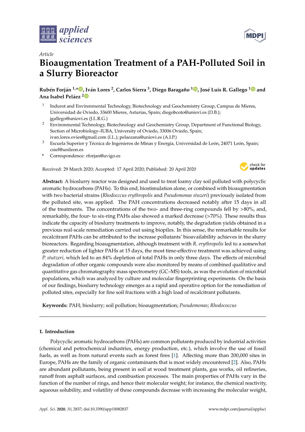 Bioaugmentation Treatment of a PAH-Polluted Soil in a Slurry Bioreactor