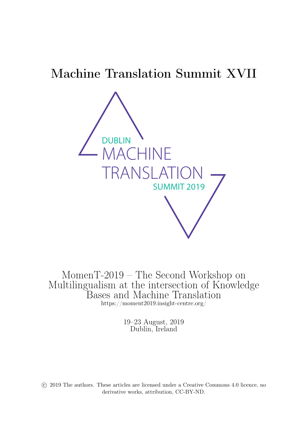 Machine Translation Summit XVII