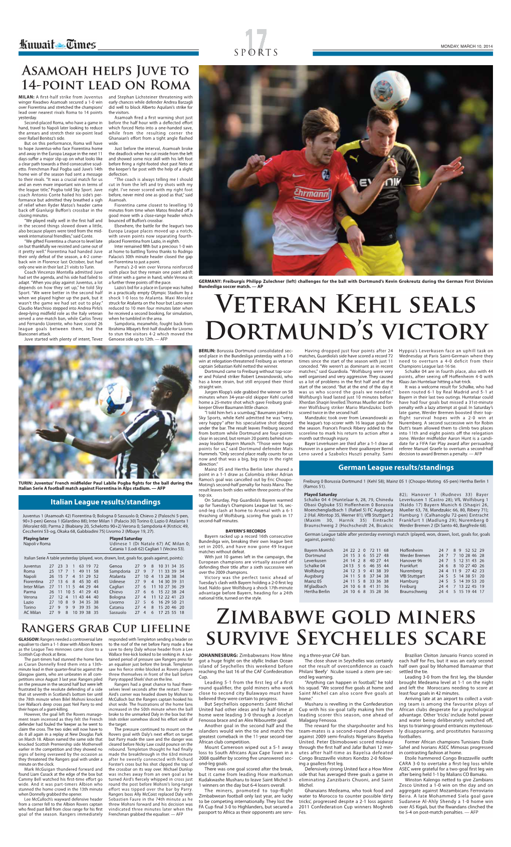 Veteran Kehl Seals Dortmund's Victory