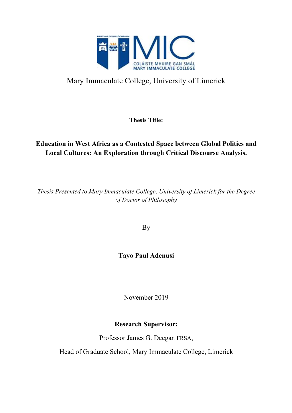 Education in West Africa As a Contested Space Between Global Politics and Local Cultures: an Exploration Through Critical Discourse Analysis