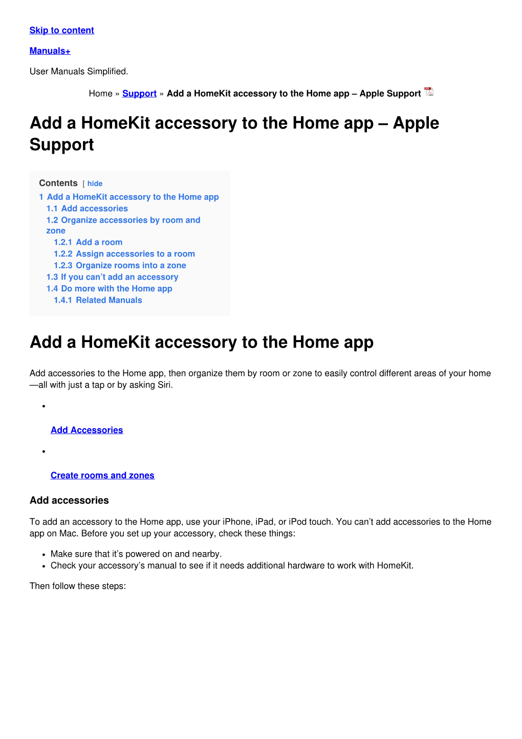 Add a Homekit Accessory to the Home App – Apple Support