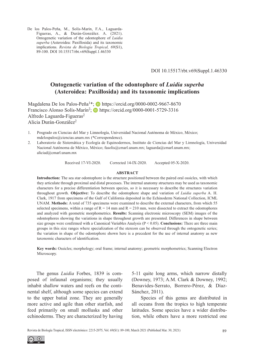 Asteroidea: Paxillosida) and Its Taxonomic Implications