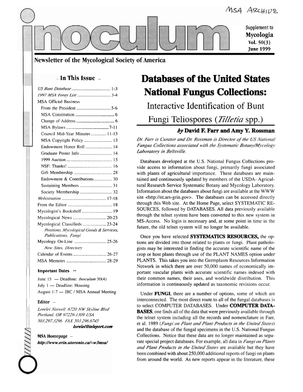 Databases of the United States National Bgus Collections