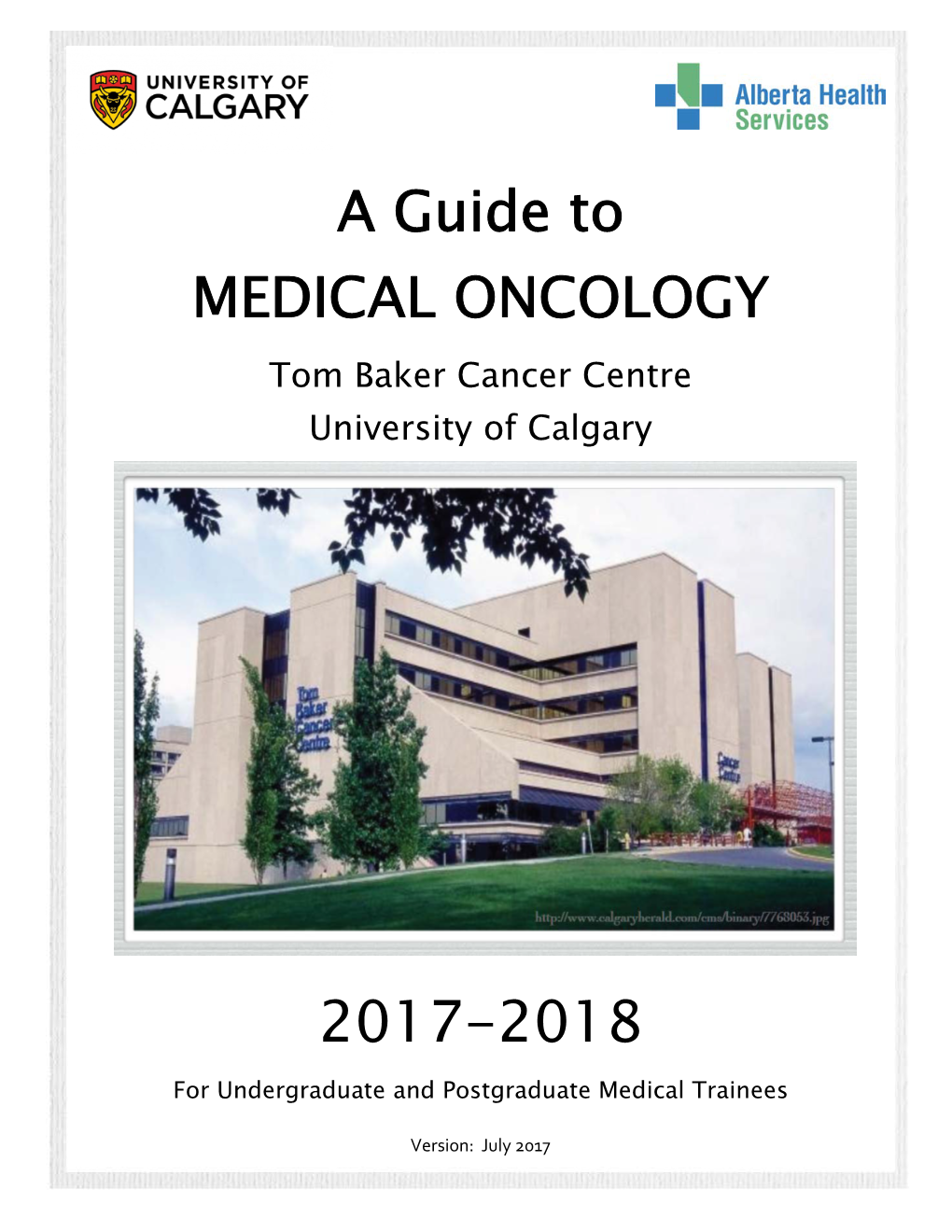 Oncology Trainee Handbook (2017-2018)