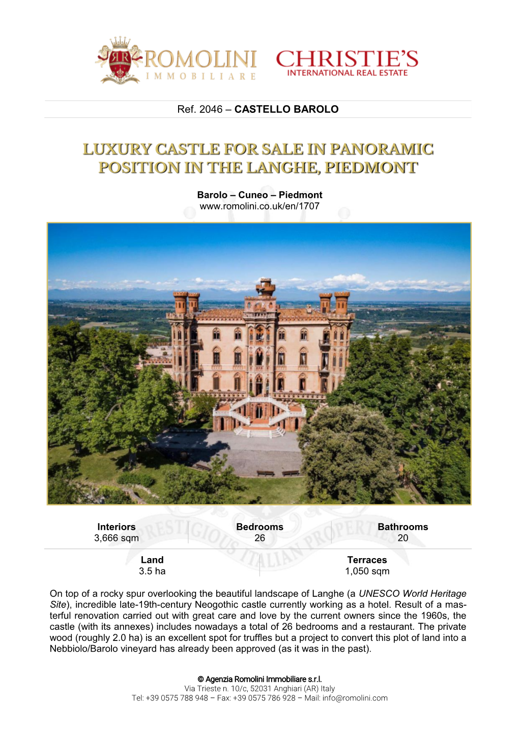 Ref. 2046 – CASTELLO BAROLO