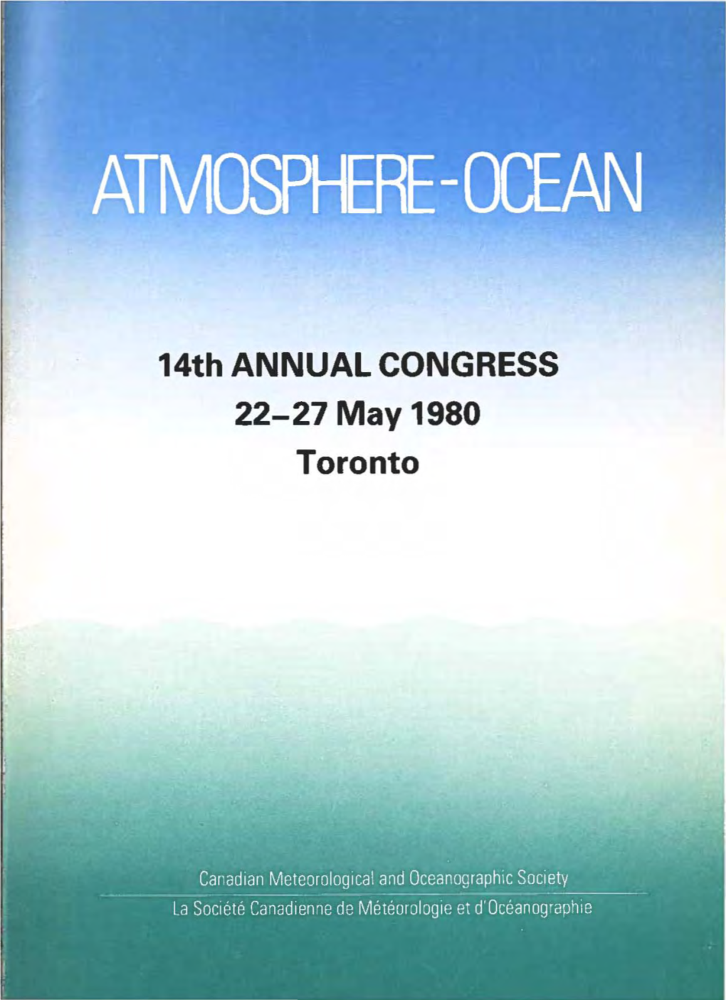 ATMOSPHERE-OCEAN 1980 Congress Issue