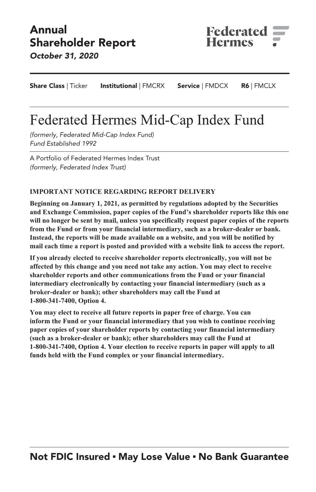 Mid-Cap Index Fund (IS, SS, and R6 Shares)