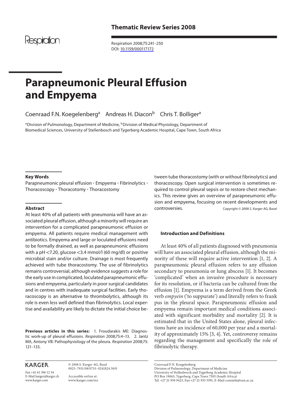 Parapneumonic Pleural Effusion and Empyema