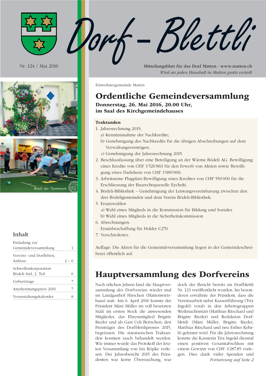 Ordentliche Gemeindeversammlung Hauptversammlung Des Dorfvereins