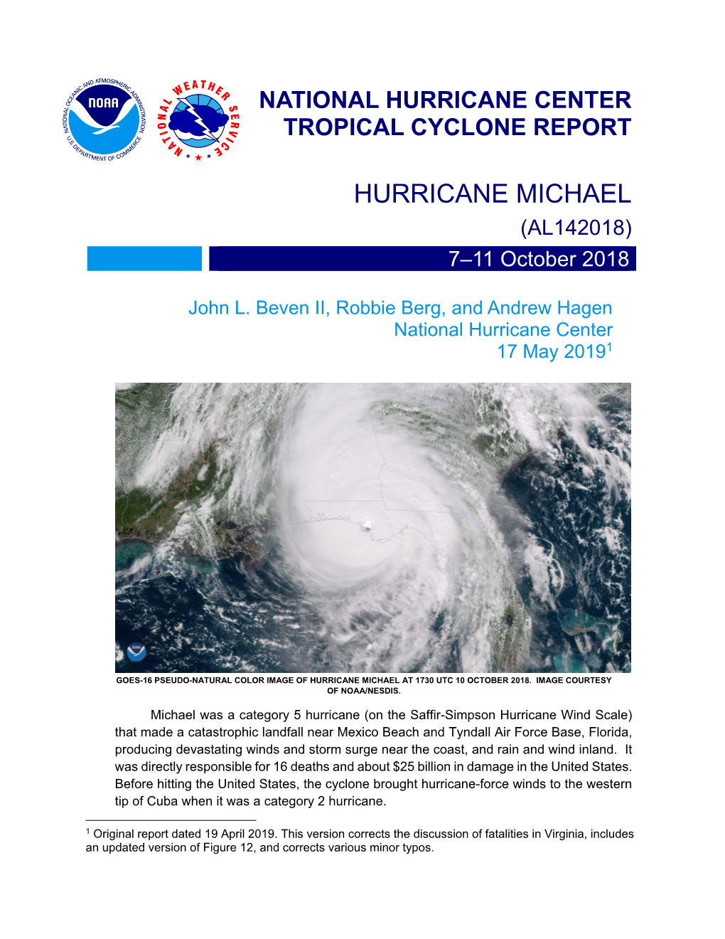 HURRICANE MICHAEL (AL142018) 7–11 October 2018