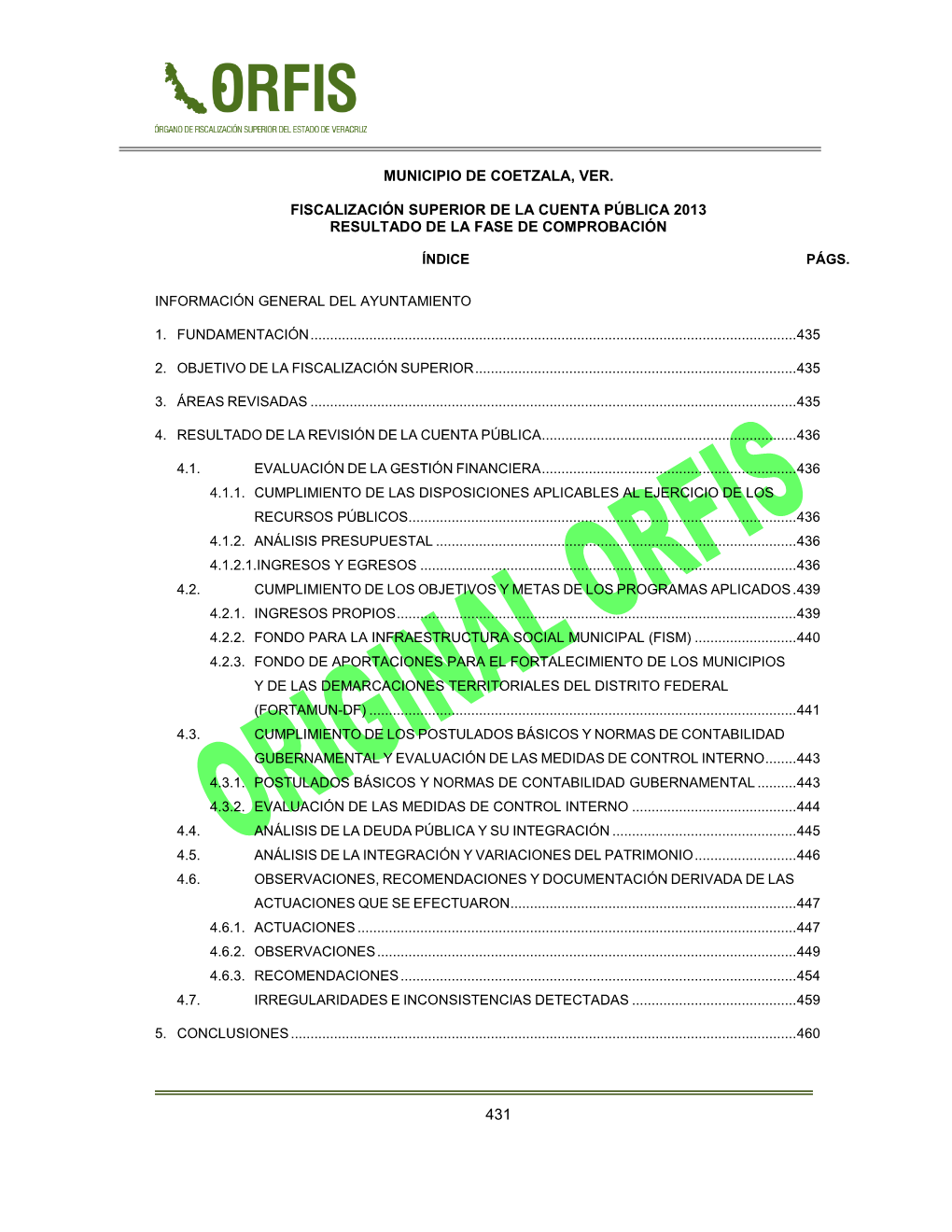 431 Municipio De Coetzala, Ver. Fiscalización Superior