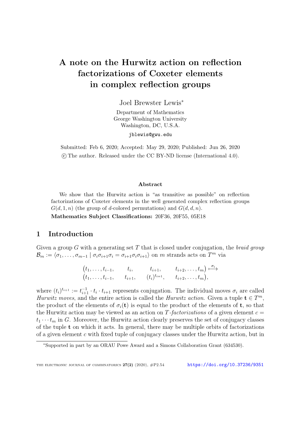 A Note on the Hurwitz Action on Reflection Factorizations of Coxeter