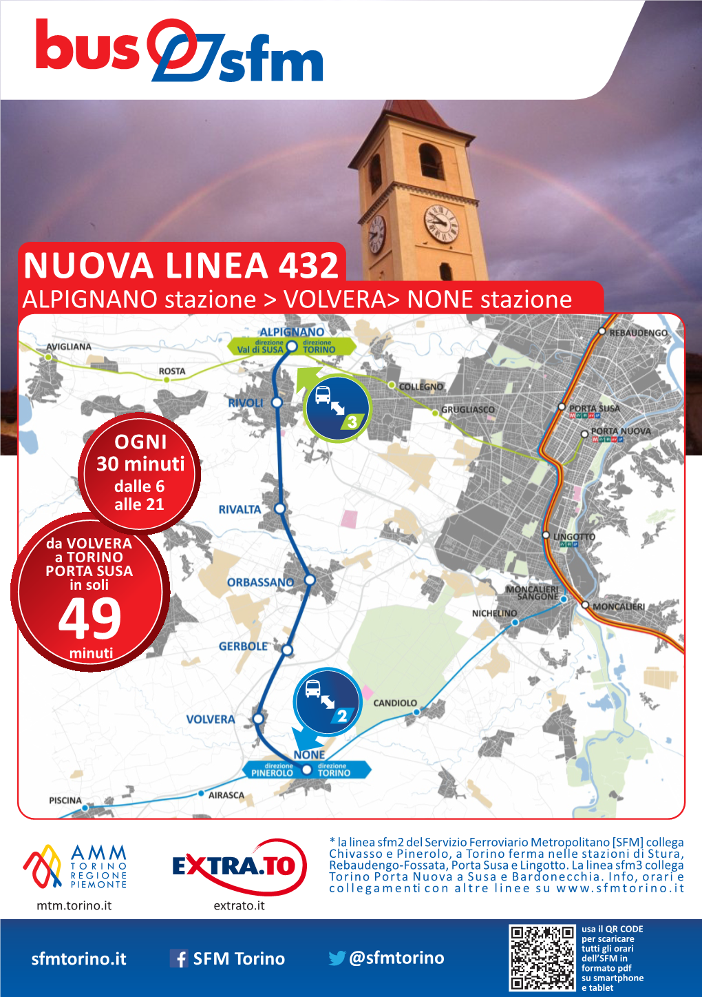 NUOVA LINEA 432 ALPIGNANO Stazione > VOLVERA> NONE Stazione