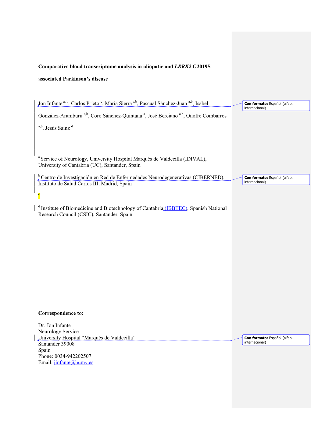 Comparative Blood Transcriptome Analysis in Idiopatic and LRRK2 G2019S- Associated Parkinson’S Disease