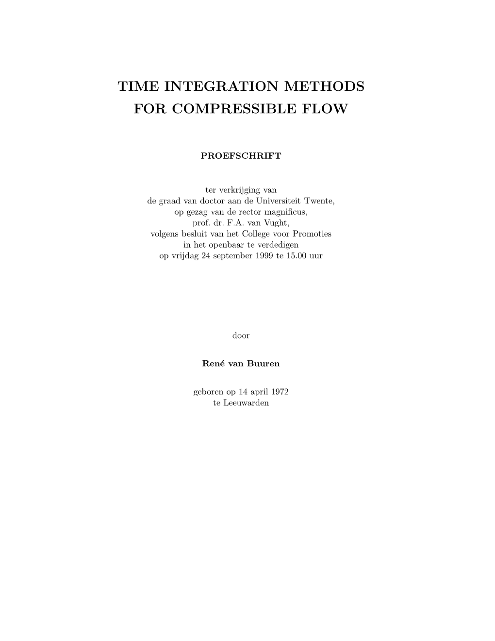 Time Integration Methods for Compressible Flow