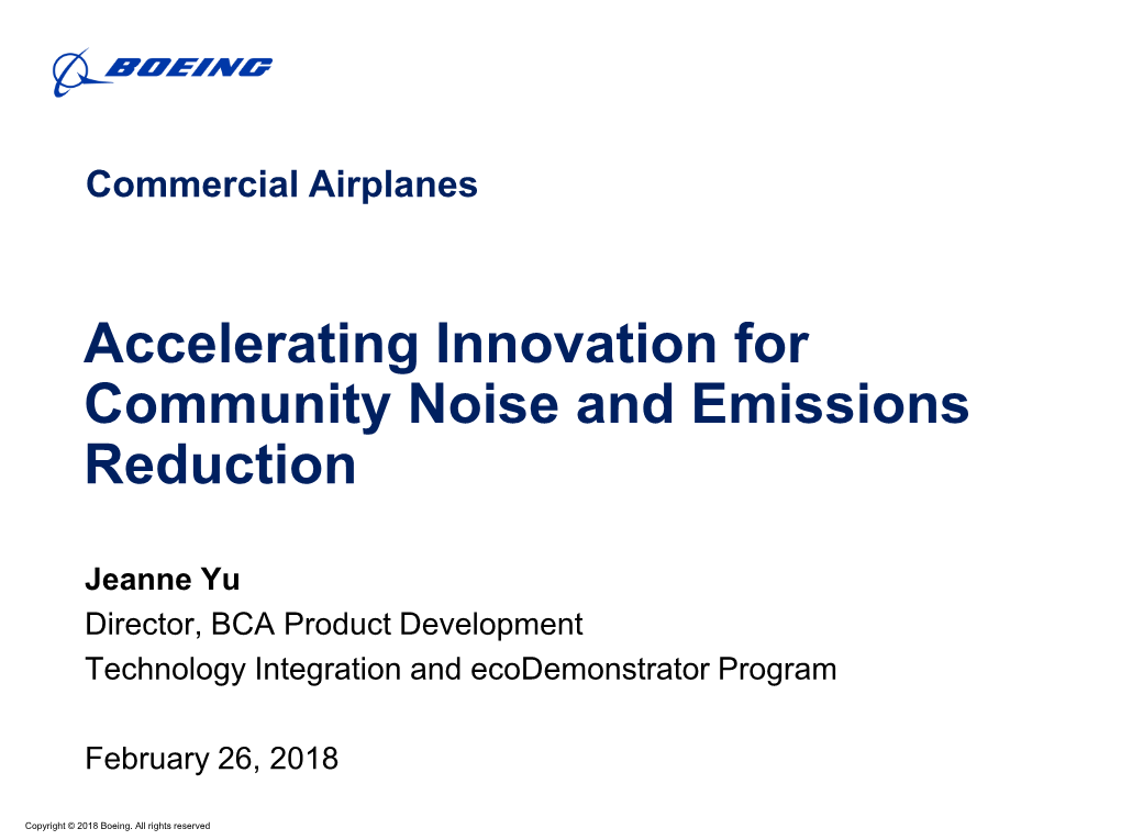 Accelerating Innovation for Community Noise and Emissions Reduction