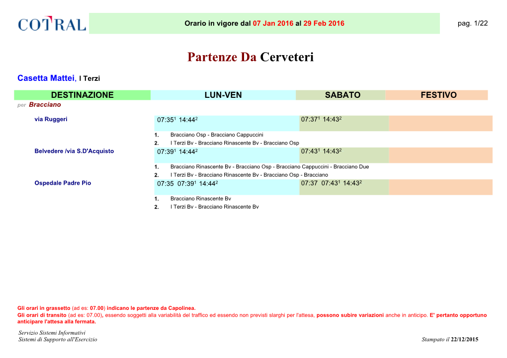 Partenze Da Cerveteri