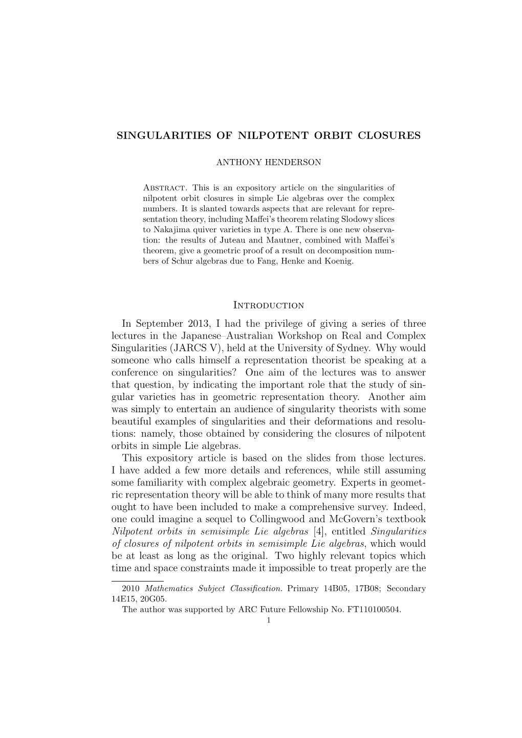 Singularities of Nilpotent Orbit Closures