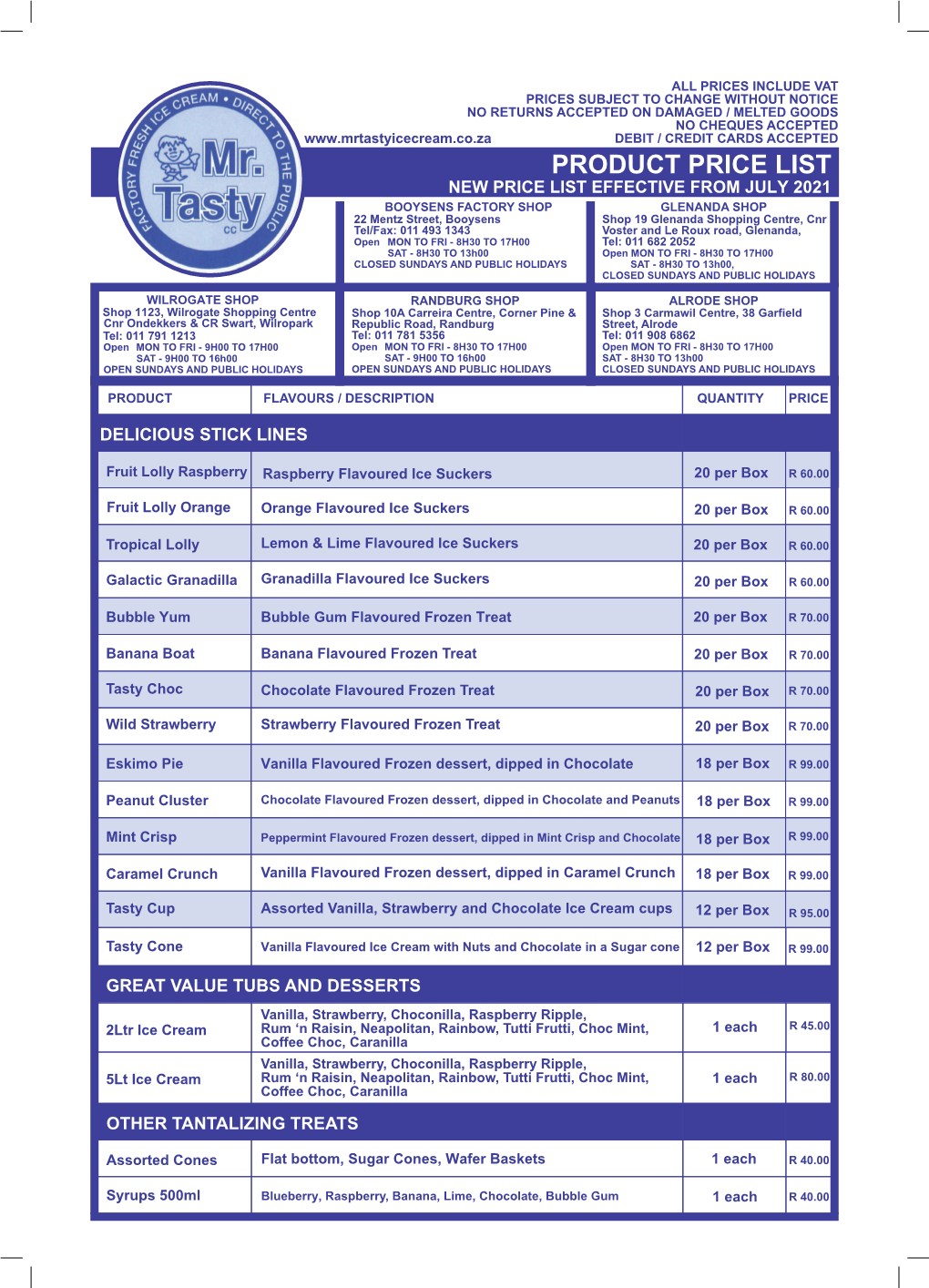 Product Price List