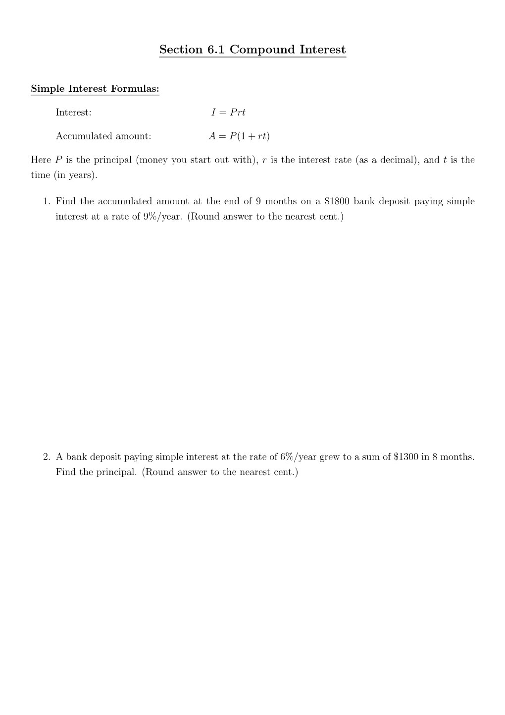 Section 6.1 Compound Interest