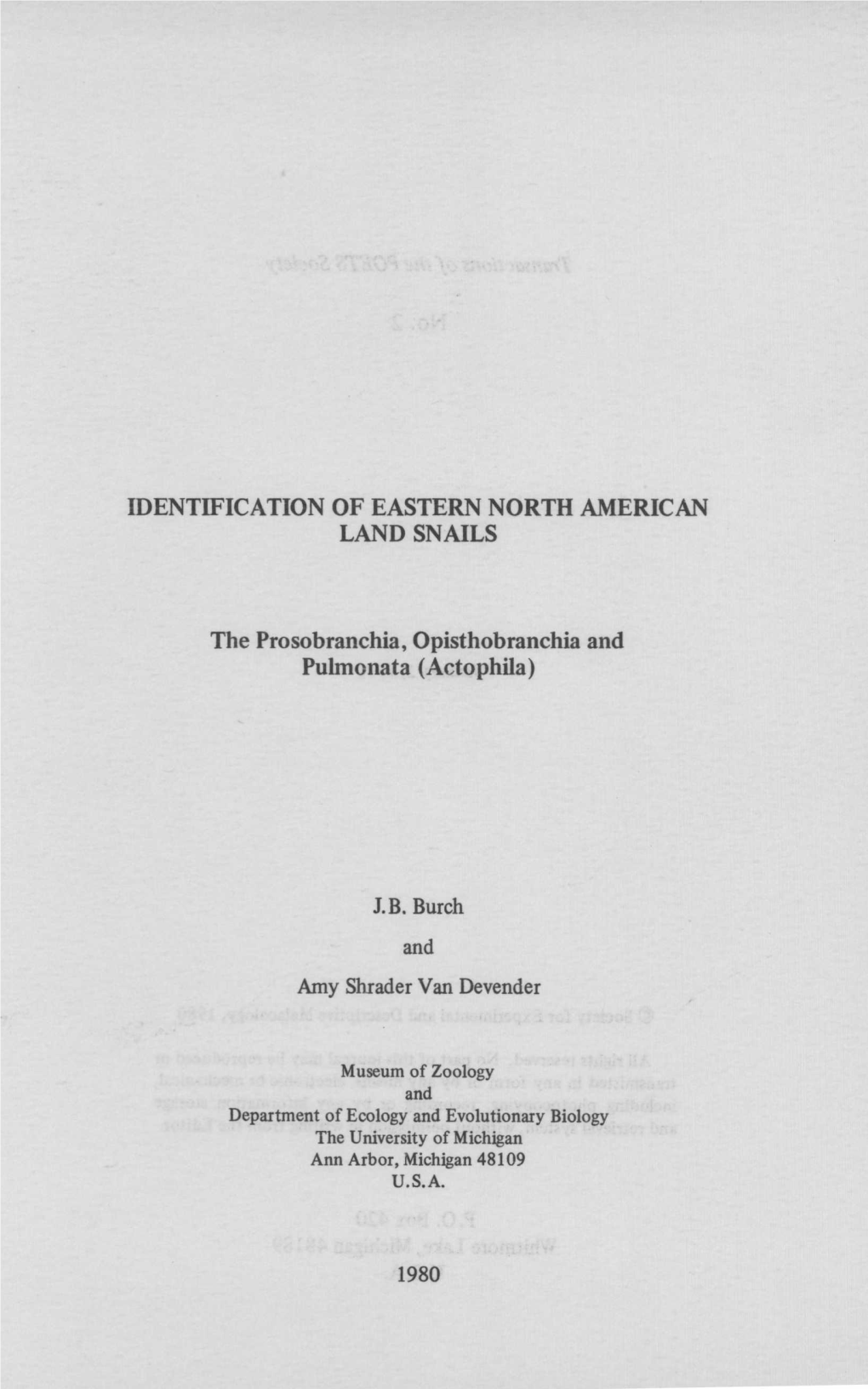 Identification of Eastern North American Land Snails