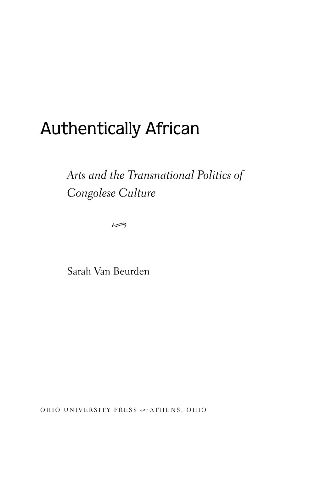 Authentically African: Arts and the Transnational Politics of Congolese