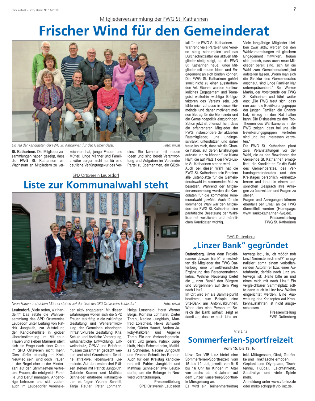 Blick Aktuell, Ausgabe: Linz / Unkel, Vom: Freitag, 5. April 2019