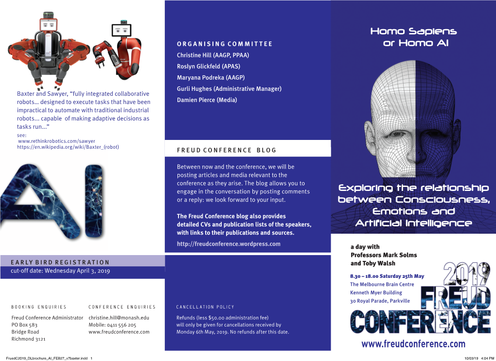 CONFERENCE 2019 Exploring the Relationship Between Consciousness, Emotions & Artificial Intelligence 2019