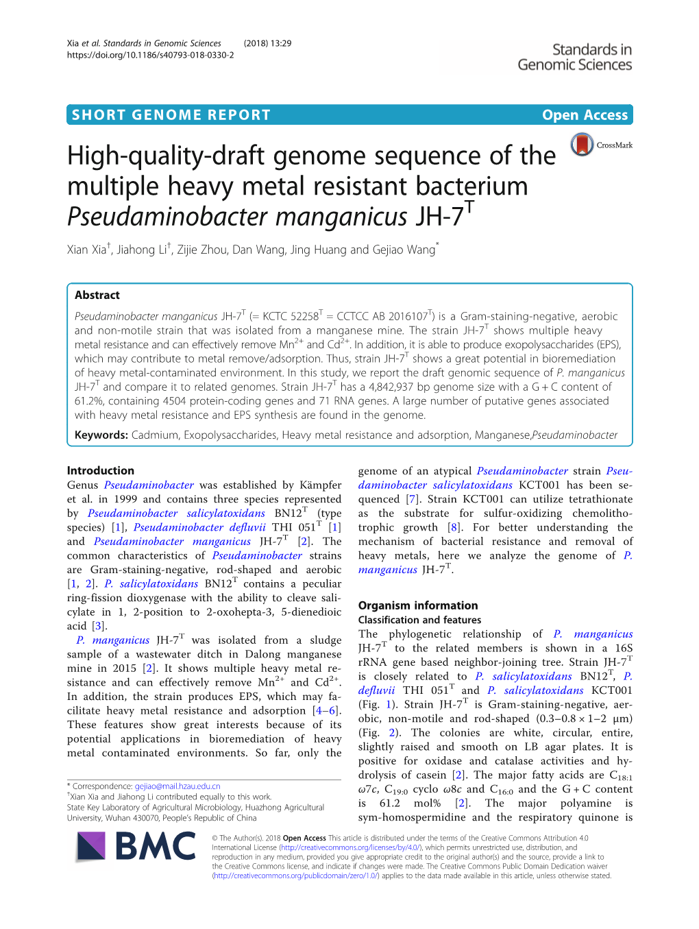 High-Quality-Draft Genome Sequence of the Multiple Heavy Metal Resistant