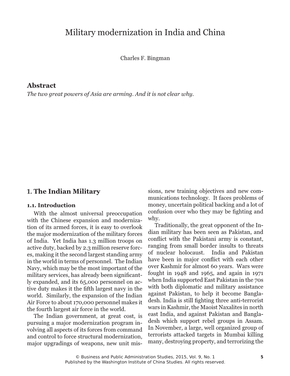 Military Modernization in India and China