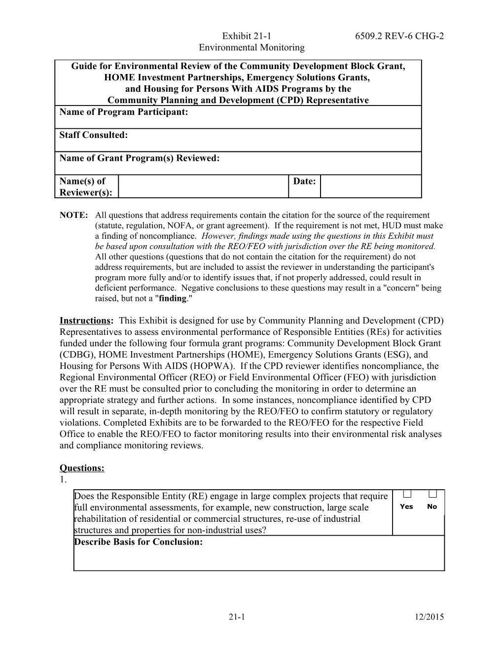 Exhibit 21-1: Environmental Monitoring