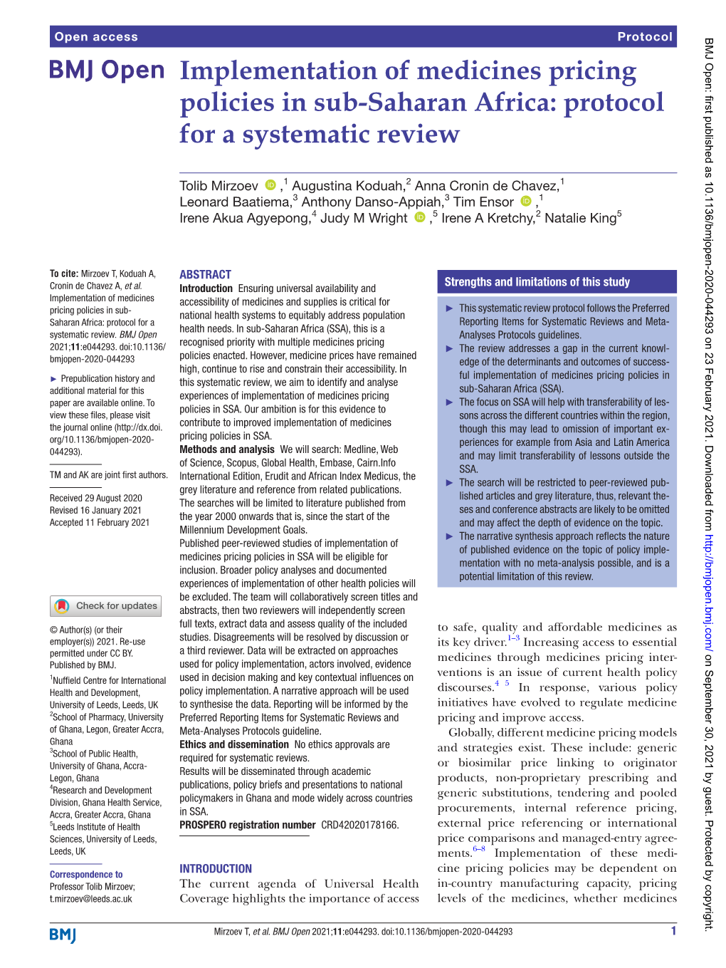 Protocol for a Systematic Review