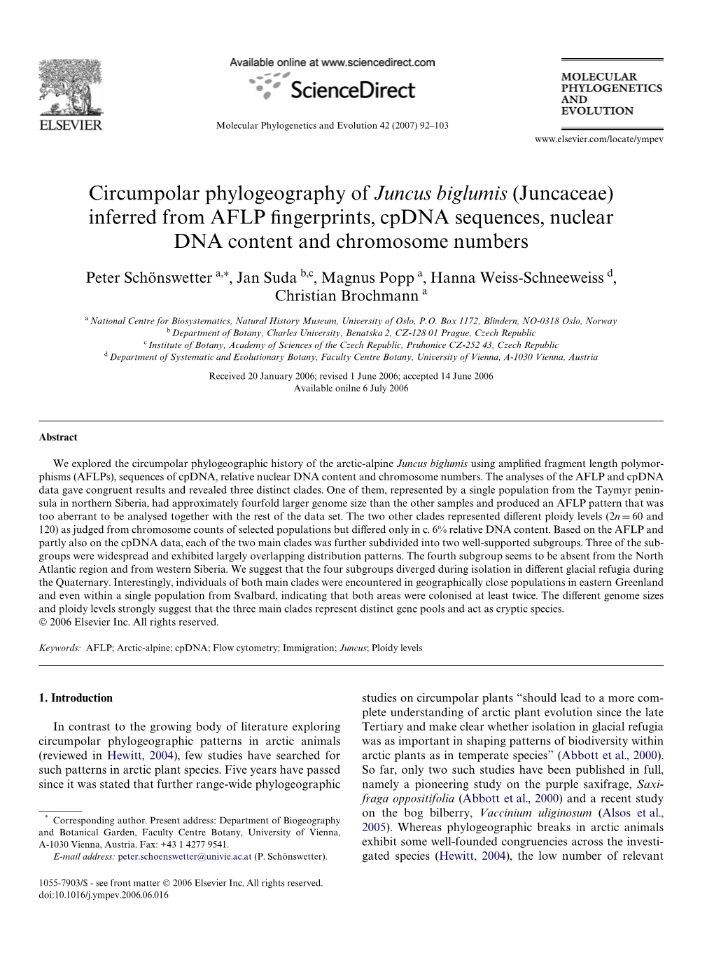 Inferred from AFLP Fingerprints, Cpdna Sequences, Nuclear DNA